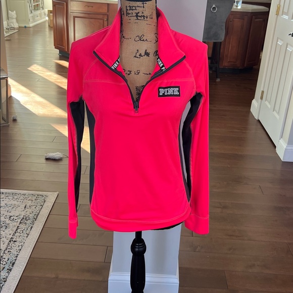 PINK Victoria's Secret Women's bright pink and black Zip Top small - Picture 3 of 5